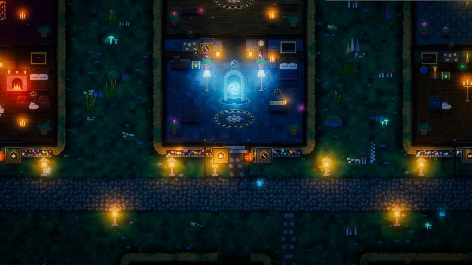 La Salle des Portails, son portail bleu allumé.